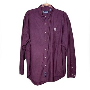 Texas A&M Maroon & White Button-Down Cotton Shirt White A&M Embroidered Emblem